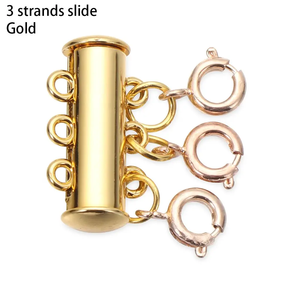  EXCEART 2pcs Necklace Multi-Breasted DIY Layer Clasp Hook  Layered Bracelet Clasp Jewelry Necklaces Tube Connectors Slide Lock Clasp  Multiple Stacker Connector Button 3D Alloy Fitting