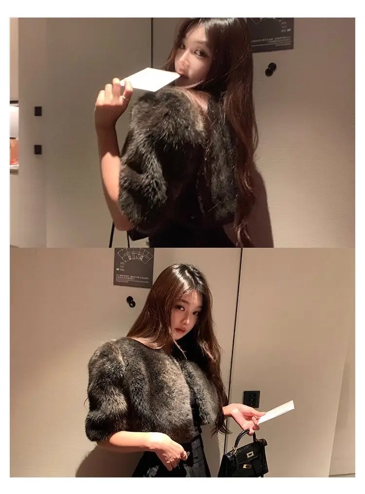 Mao Mao Jacket Women's Light Luxury High-end Celebrity Temperament Imitation Mink Fur Integrated Short Fur Shawl
