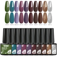 10PCS/SET Nail Polish Gel Set Autumn Brown Color Glitter Semi Permanent Soak Off UV Nail Art Manicure Varnish Supplies Kit 2