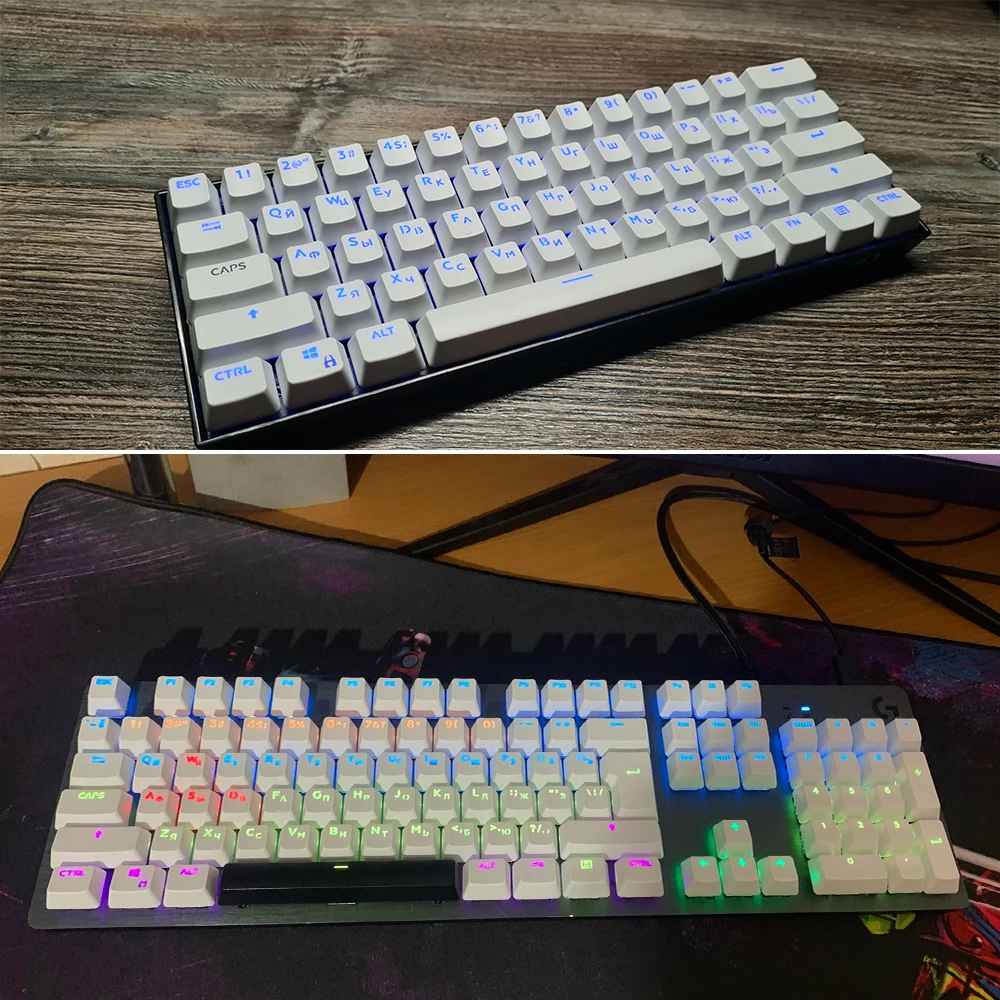 Teclado Retroiluminado Altamente Rgb Teclas Mecânicas 104 Teclas Oem Espanhol Árabe Russo Francês Coreano Alemão Tailandês Português - Imagem 6