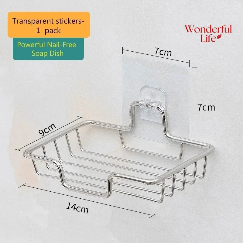 Bathroom Soap Holder 1Pcs Wall Mounted Stainless Steel Self Adhesive Rack Dish