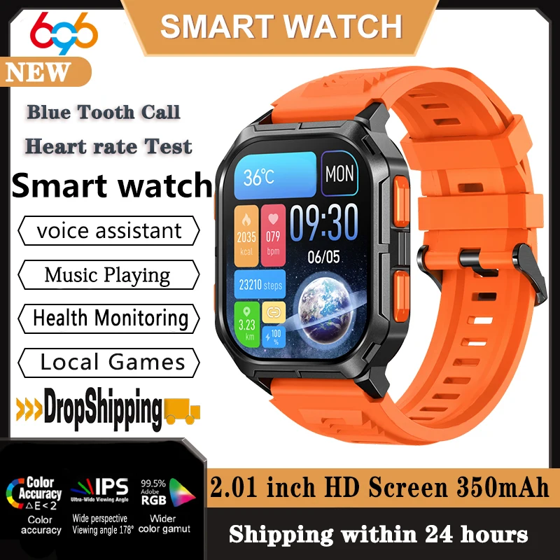 

Smart Watch Men Make Answer Call 2.01" Screen Fitness Tracker Heart Rate Blood Oxygen Monitor Waterproof Smartwatch Blood Oxygen