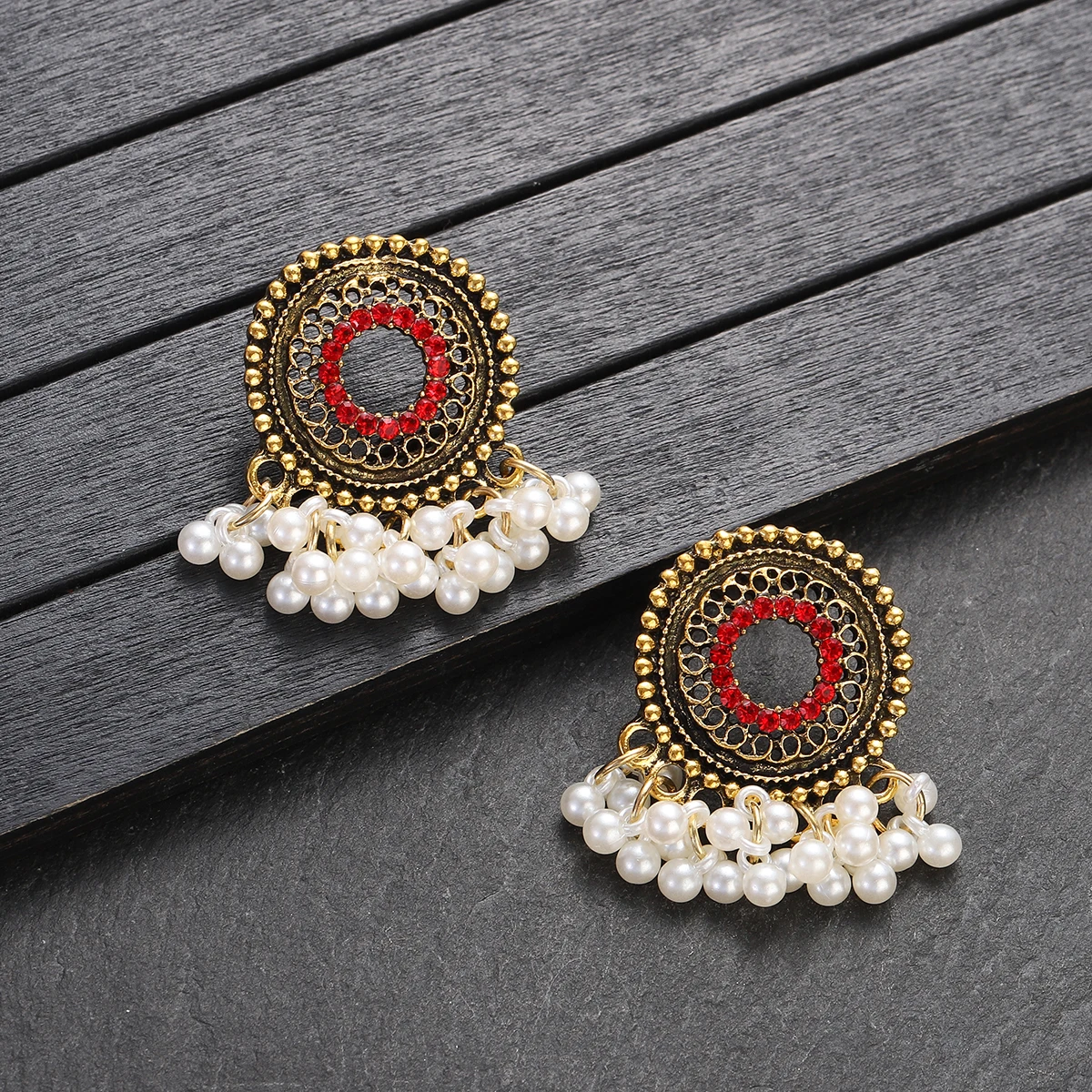 Kundan Stones Embedded Gold Toned Hand Painted Black Meenakari Jhumka – A  Local Tribe