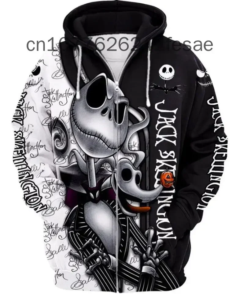 New Disney Jack And Sally Hoodie Nightmare Before Christmas Men and Women Zip Hoodie 6