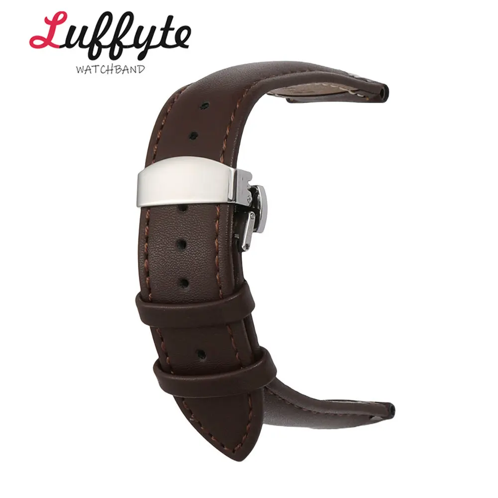 Unisex PU Leather Watch Strap with Stainless Steel Butterfly Buckle - Fashion Casual Accessory