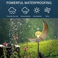 Solar Garden Lights Outdoor Decor,Moon Fairy Crackle Glass Lights,Warm White LED Metal Stake Ornament,Unique Gift for Gardening 4