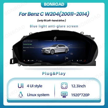 Bonroad 12,3 ''1920*720P Linux LCD tablero Digital grupo de instrumentos de coche para Benz Clase C W204 NTG4.5 2011-2014 semanas velocímetro pantalla Panel de cabina apto para conducción a la izquierda 1