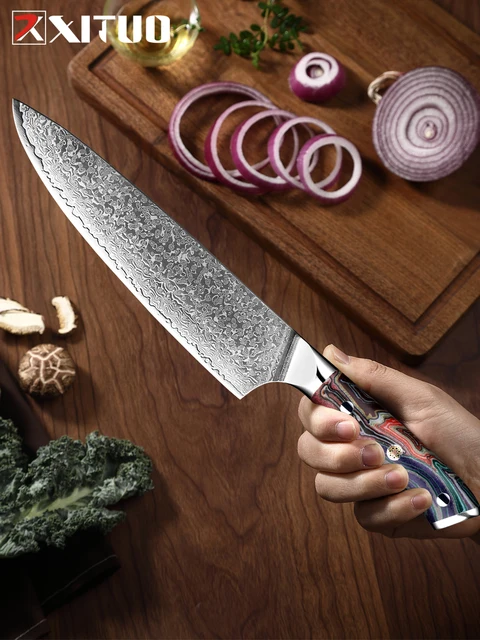 Butcher Knife 10inch Japanese VG10 Damascus Super Steel Cimitar Breaking  Knife Vacuum Treated BBQ Kitchen Knife Full Tang Handle