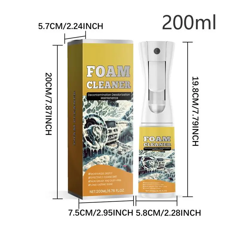 Multifunctional Foam Cleaner 200ml Foam Cleaning Spray Car Cleaner Seat Steering Wheel Powerful Decontamination Car Supplies