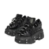 Gothic Dark Platform Thick Bottom Punk Metal Height-Increasing Leather Women's Small Rock Lace-up Rivet Shoes 1
