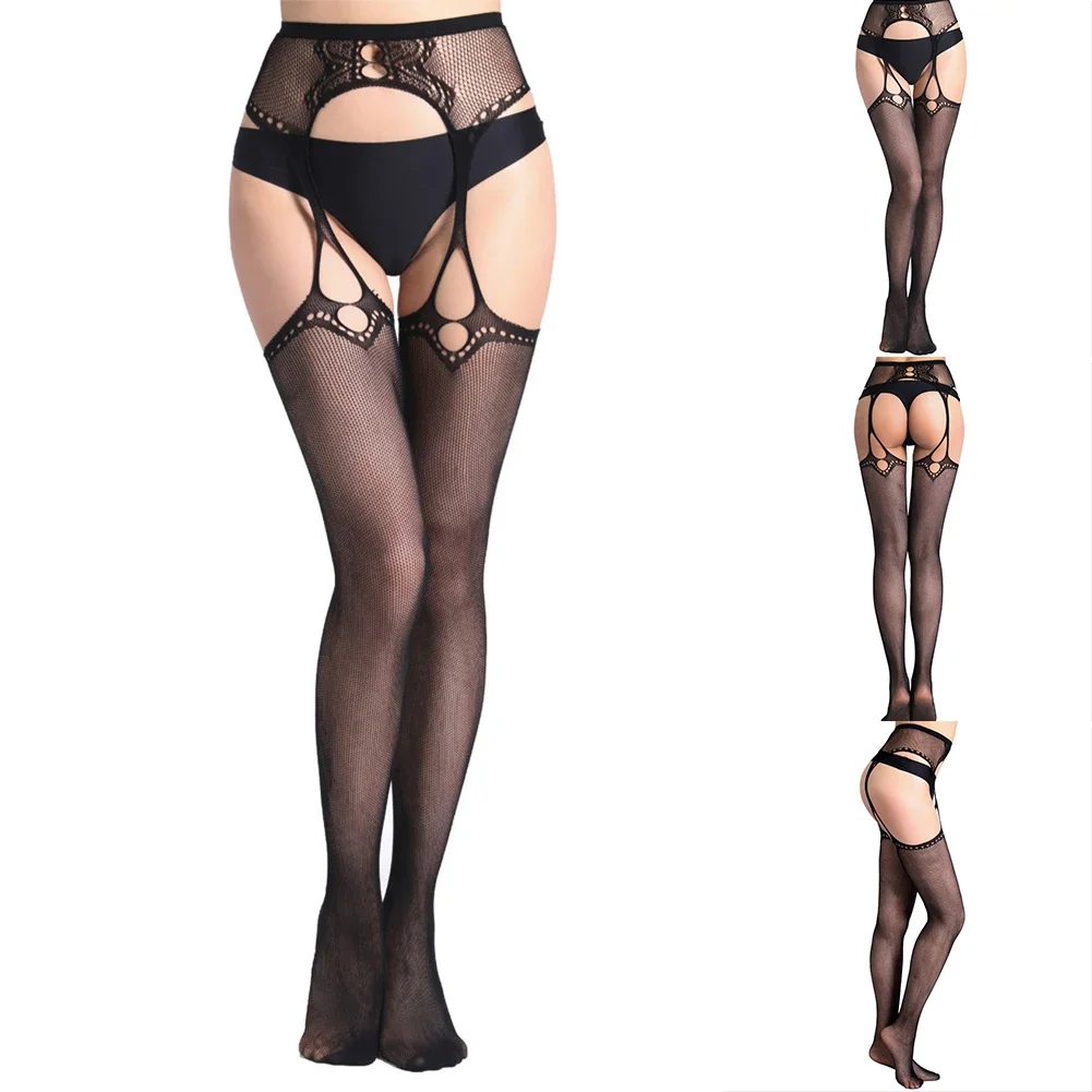 Sexy Men Stockings Lingerie Sissy See Through Hollow Black Mesh Net Underwear Pantyhose High Elastic