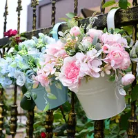 Candy Colors Hanging Planter Stand Balcony Flower Pot Bucket Garden Iron Indoor Outdoor Durable Total Height 18CM Railing Fence 3