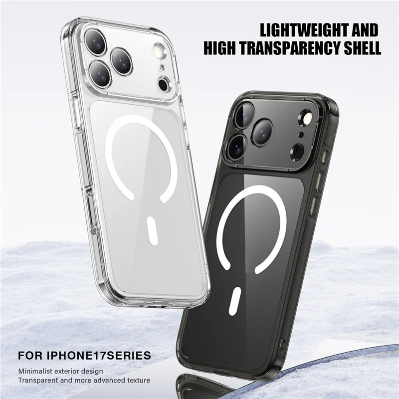 Premium Transparent Magnetic Protective Case with Wireless Charging Support - Shockproof Hard Back Cover
