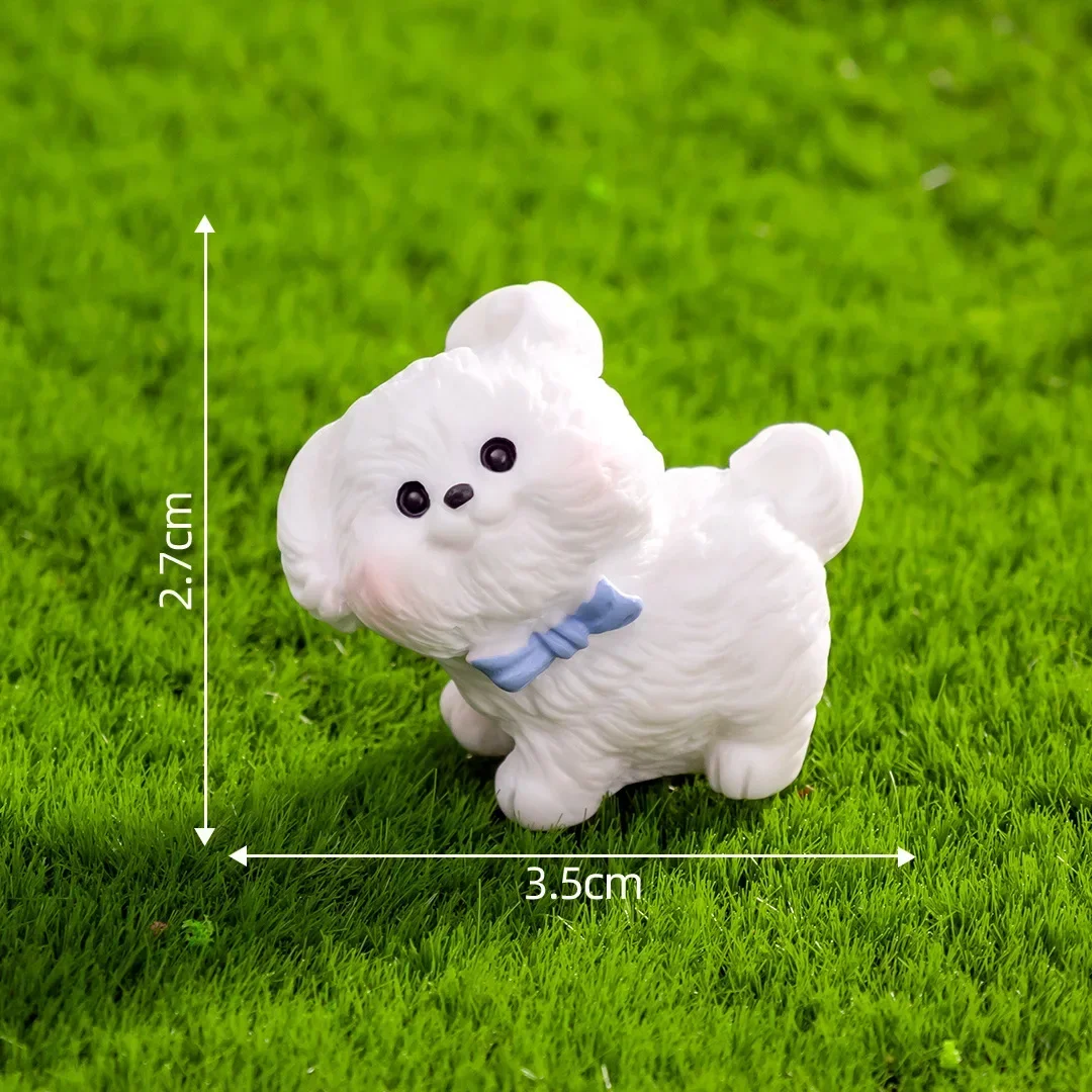Figurines Miniatures Cute Dog White Running Puppy Micro