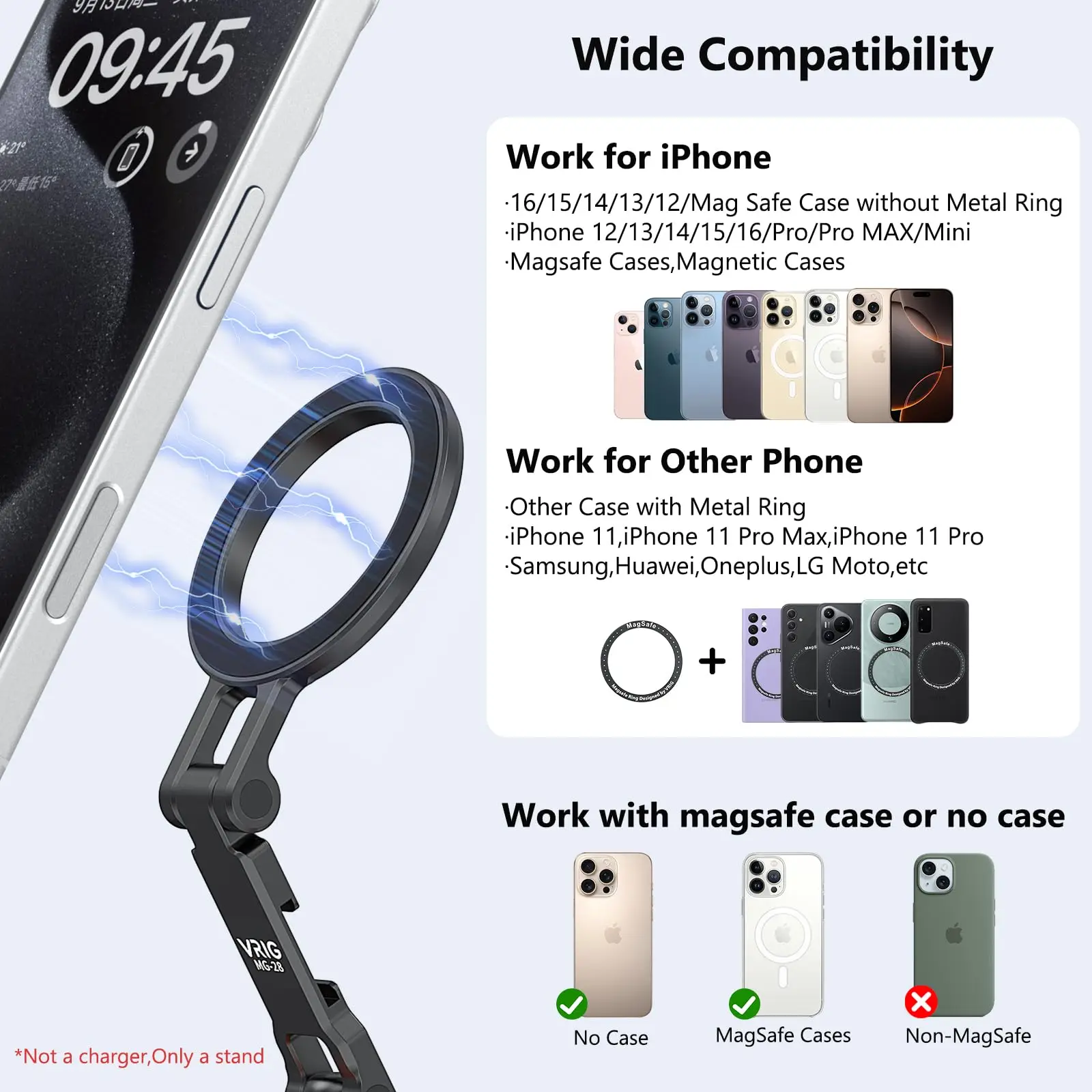 Vrig magnetisk telefonhållare för magsafe med stativfäste_voghion.com