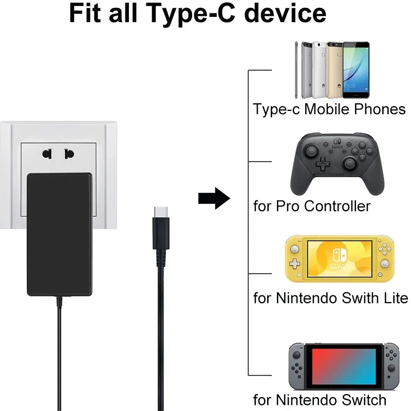 Gilgott Eu Us Uk Plug Ac Adapter Oplader Voeding Voor Nintendo Switch Ns Lite Oled Dock Station Snelle Oplaadset