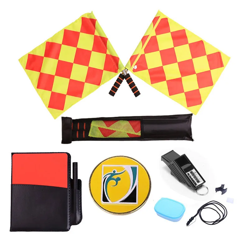 Soccer Referee Set Flag Whistle Red Card Yellow Card Pick Edge Kit Sport Training Tools