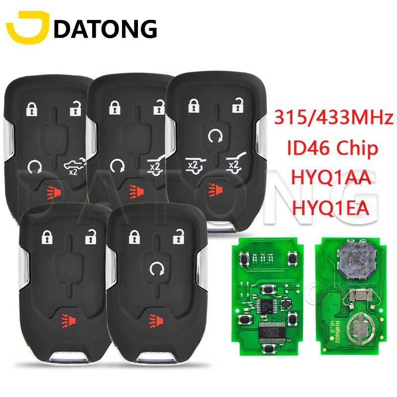 Datong World Remote Control Car Key For Chevrolet Suburban Tahoe Silverado GMC Sierra Yukon HYQ1AA HYQ1EA ID46 315 433MHz Card