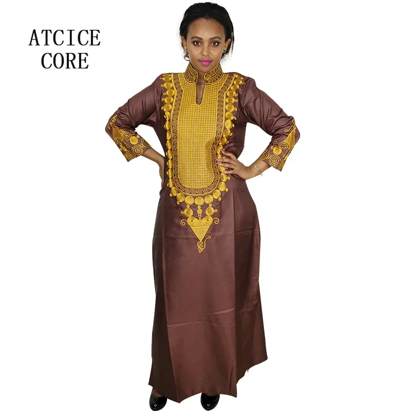 African Dress For Woman Soft Material Big Embroidery Design Long Dress