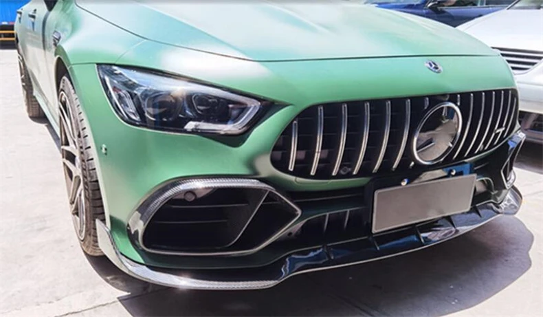 For Mercedes Benz AMG GT50 GT53 2019-2023 REAL Carbon Fiber Front Bumper Fog Lamp Cover Air Outlet Lip Spoiler Kit Splitters - - Racext 24