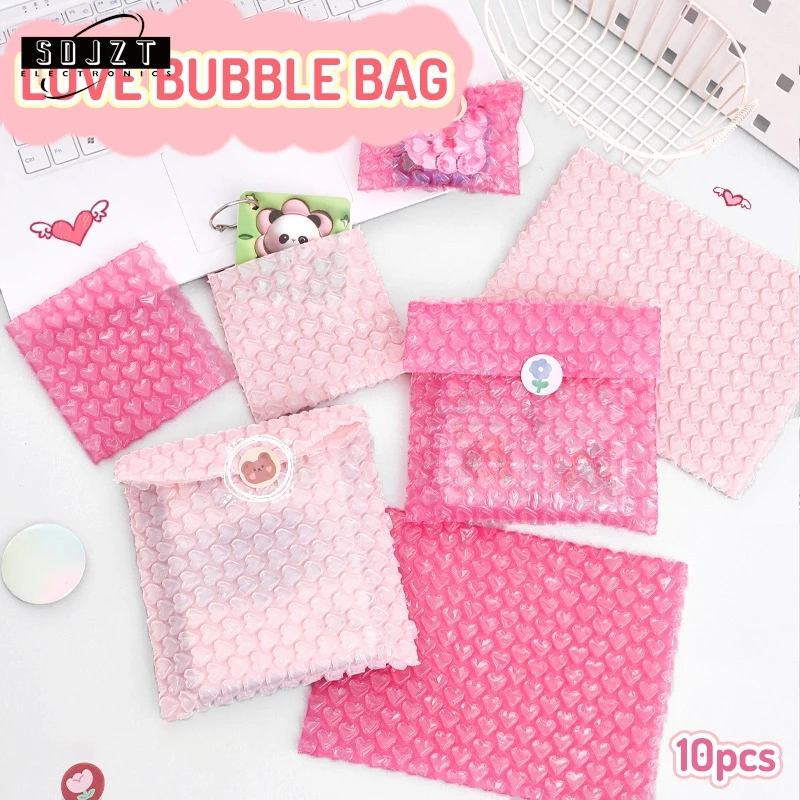

10PCS Ins Style Pink Thicken Heart Bubble Bags Girls Stationery Packing Bag Shockproof Envelope Mailer Courier Shipping Bags