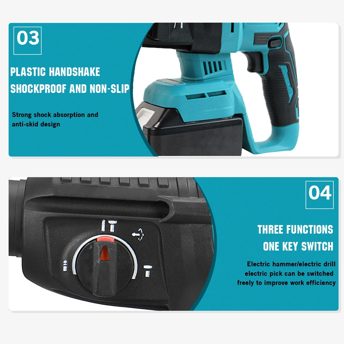 Electric Goddess Cordless Electric Impact Drill Electric Hammer Multifunctional Rotary Electric Pick 26mm for Makita 18V Battery 5