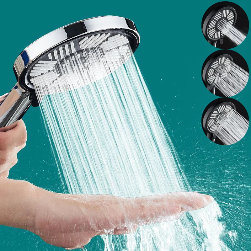 

New 3 Modes Adjustable Shower Head High Pressure Black Showers Massage Spa Eco Bathroom Showerhead Handheld Sprayer Accessories