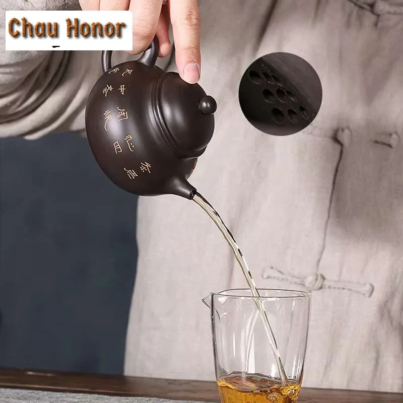 110ml Boutique Yixing Purple Clay Teapots Raw Ore Black Mud Hand Painted Tea Pot Household Zisha Filter Kettle Teaware Supplies
