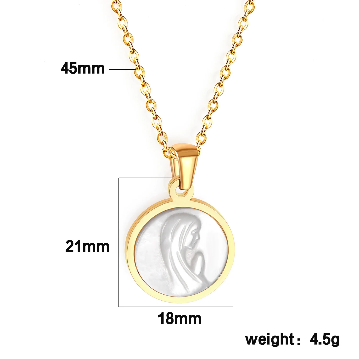 LUXUKISSKIDS Round Pattern Imitation Pearl Engrave Prayer Girls Pendant Necklace Religious Trendy Carve White Shell Choker Colar 2 LUXUKISSKIDS Round Pattern Imitation Pearl Engrave Prayer Girls Pendant Necklace Religious Trendy Carve White Shell Choker Colar - Image 2