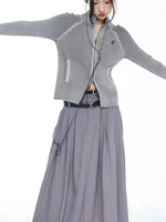 KOSAHIKI Vintage Zipper Cardigan Women Embroidery Y2k Aesthetic Grunge Sweater Jackets Female Harajuku Slim Knitted Coats Femme - Image 3