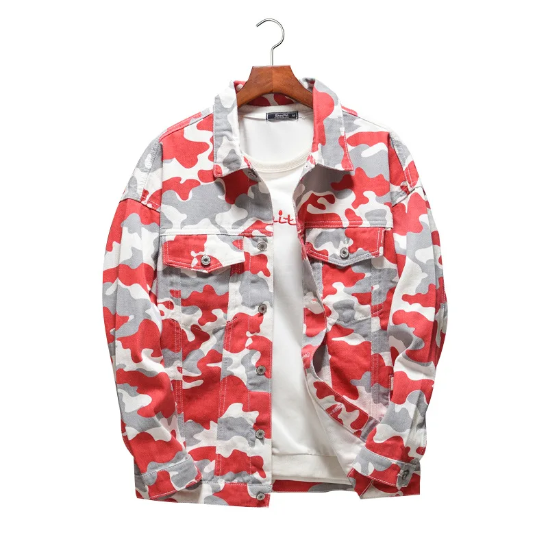 New Men Denim Jacket Spring Autumn Red 