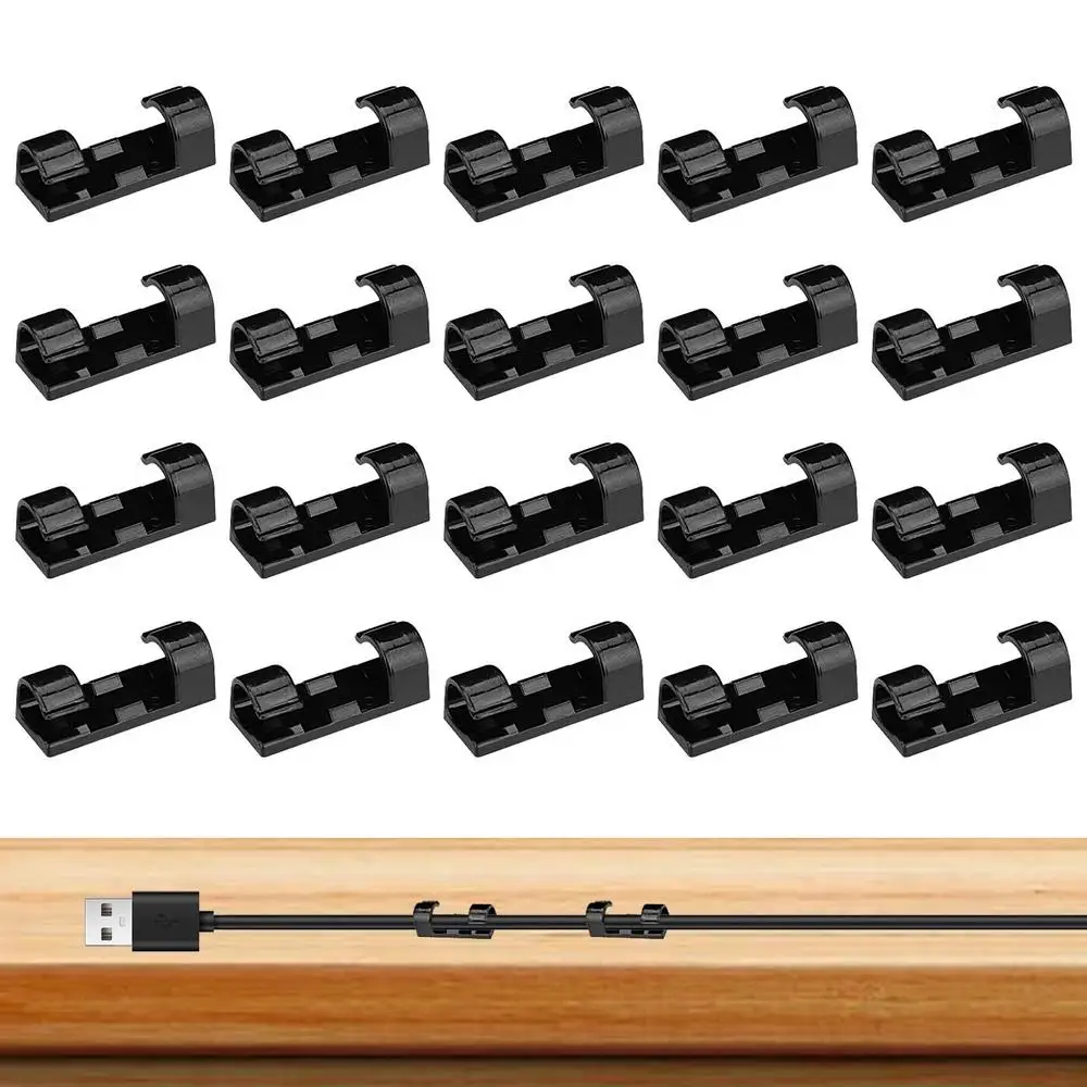 Cable Holders For Cords Set Of 20pcs No Drilling Cord Management Desktop Wire Organization For USB Cables Ethernet Cables Mouse