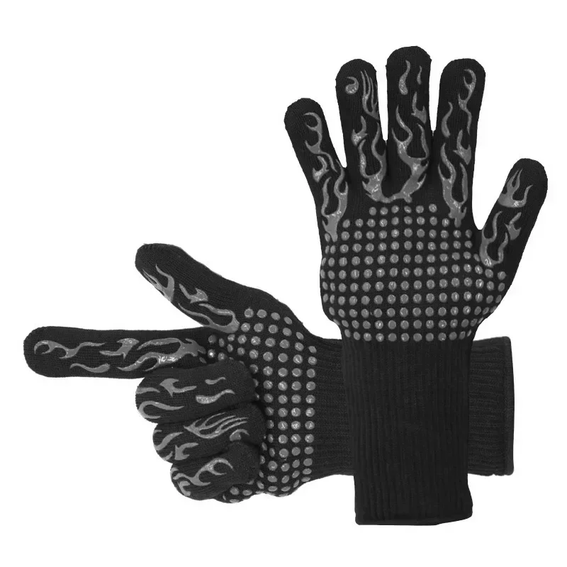 1 pcs Fire Resistant Oven Gloves Heat Resistant, Cut Resistant Silicone Grilling Gloves-Smoker Kitchen Safe Cooking