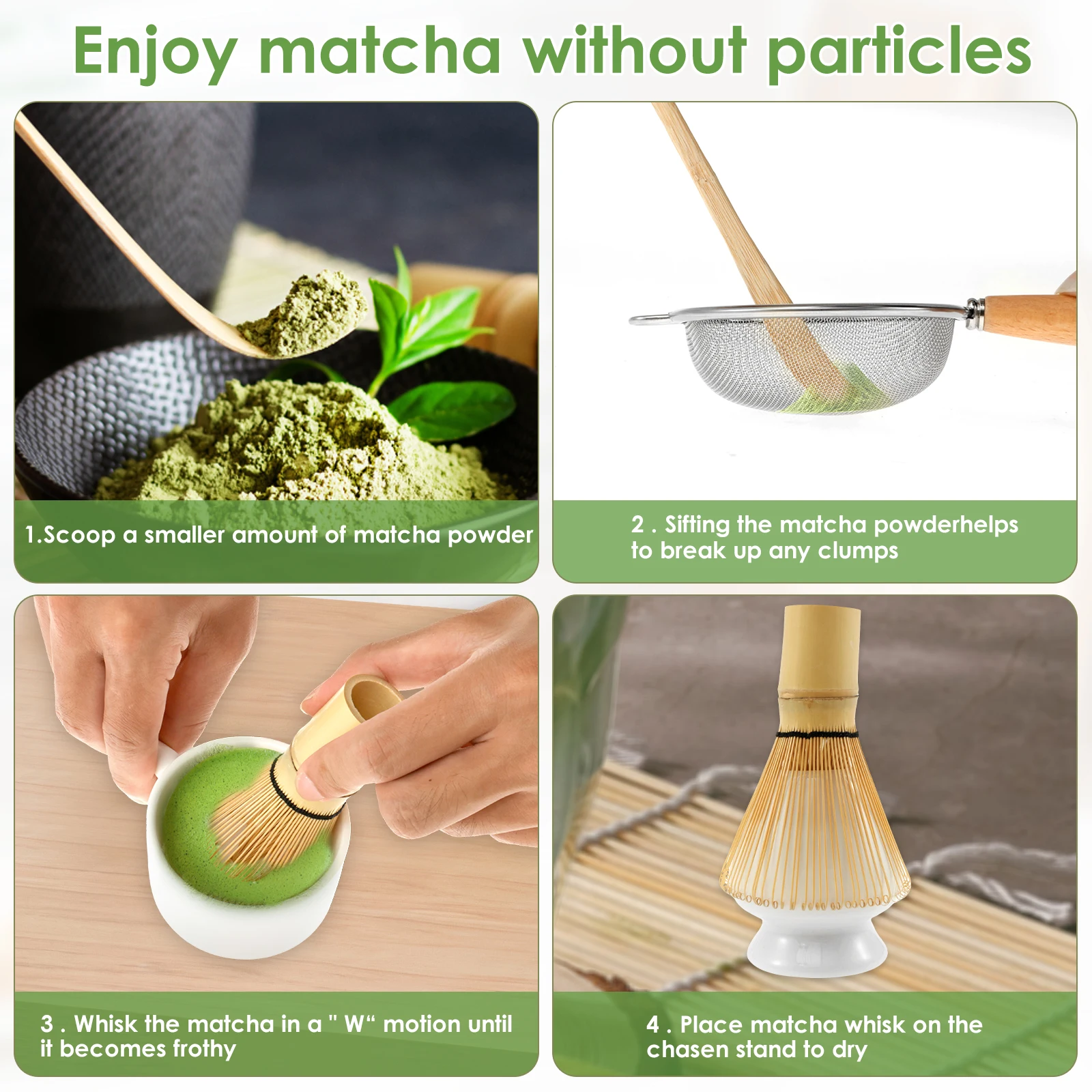 5Pcs Japanese Matcha Tea Set for Beginners Matcha Making Starter Kit with Whisk Tea Scoop Whisk Holder Safe Bamboo