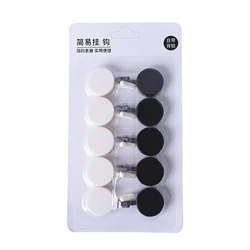 Set of 10 Colorful Round Self - Adhesive Wall Hooks for Home Décor and Organization (White black)
