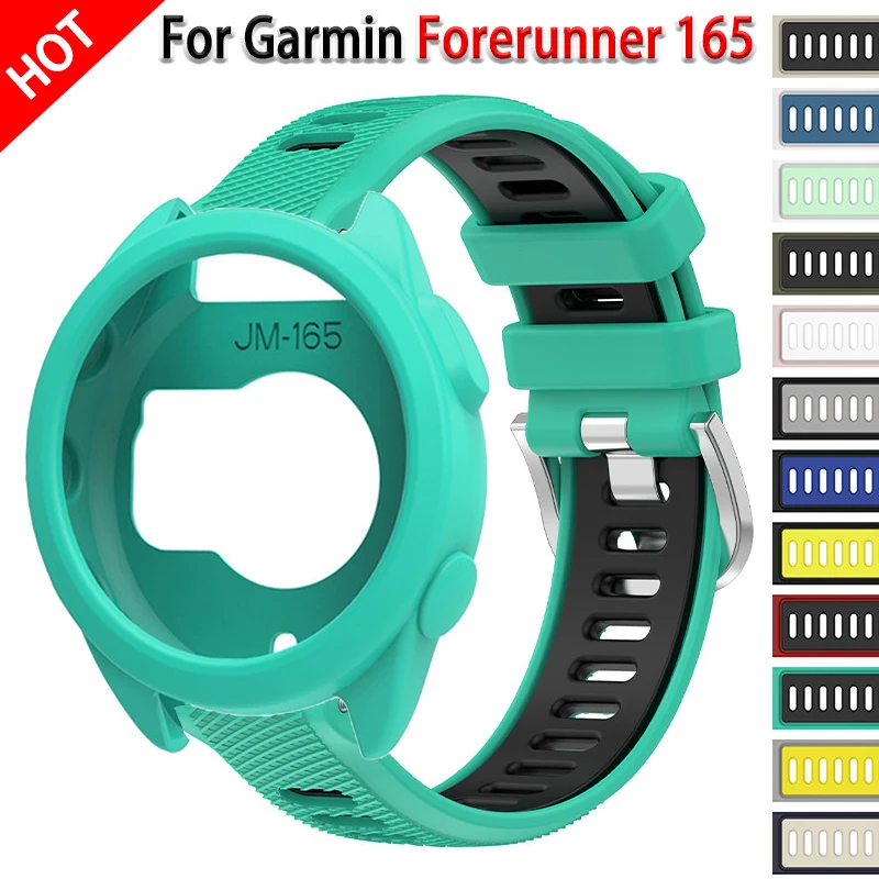 Garmin Forerunner 165 밴드 소프트 스포츠 실리콘 팔찌 스마트워치 밴드 커버 액세서리용 보호 커버 케이스 + 스트랩