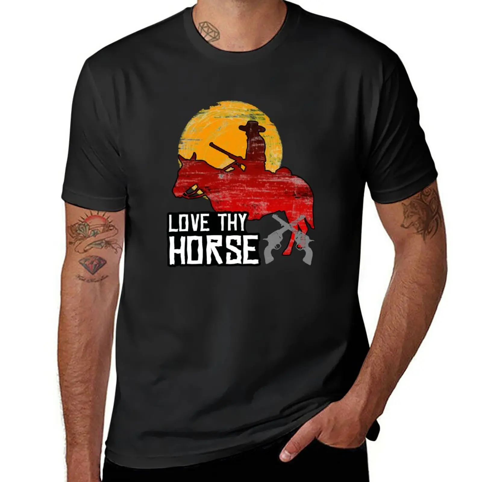 

Red Horse Sunset T-Shirt customs design your own anime clothes animal prinfor boys mens graphic t-shirts big and tall