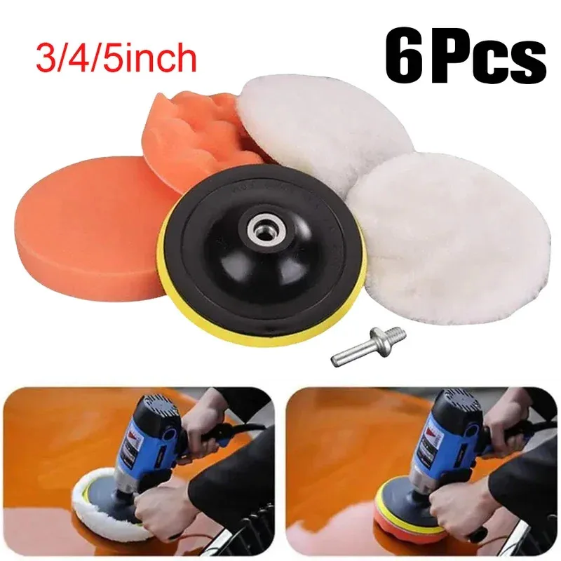 3/4/5 Inch Drill Car Polisher Wool Car Polishing Sponge Pads Kit Reusable Polishing Machine Wax Pads Waxing Clean Polish