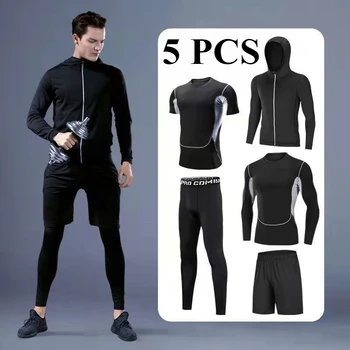 2-5 PCS Men's Compression Sportswear Suit Sports Sets Workout leisure Fitness Clothing Quick drying Running Training Tight