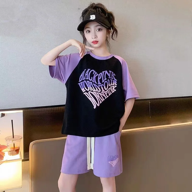 Tracksuit For Girls Boy Children Girl T-shirt Top +Shorts 2PCS Summer Children Clothing Set Kids Suits Kids Clothes New