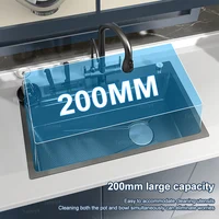 Stainless Steel Kitchen Sink Embossed Single Slot Apartment Wash Bain Multifunction Dishwashing Pool For Workstation RV 2