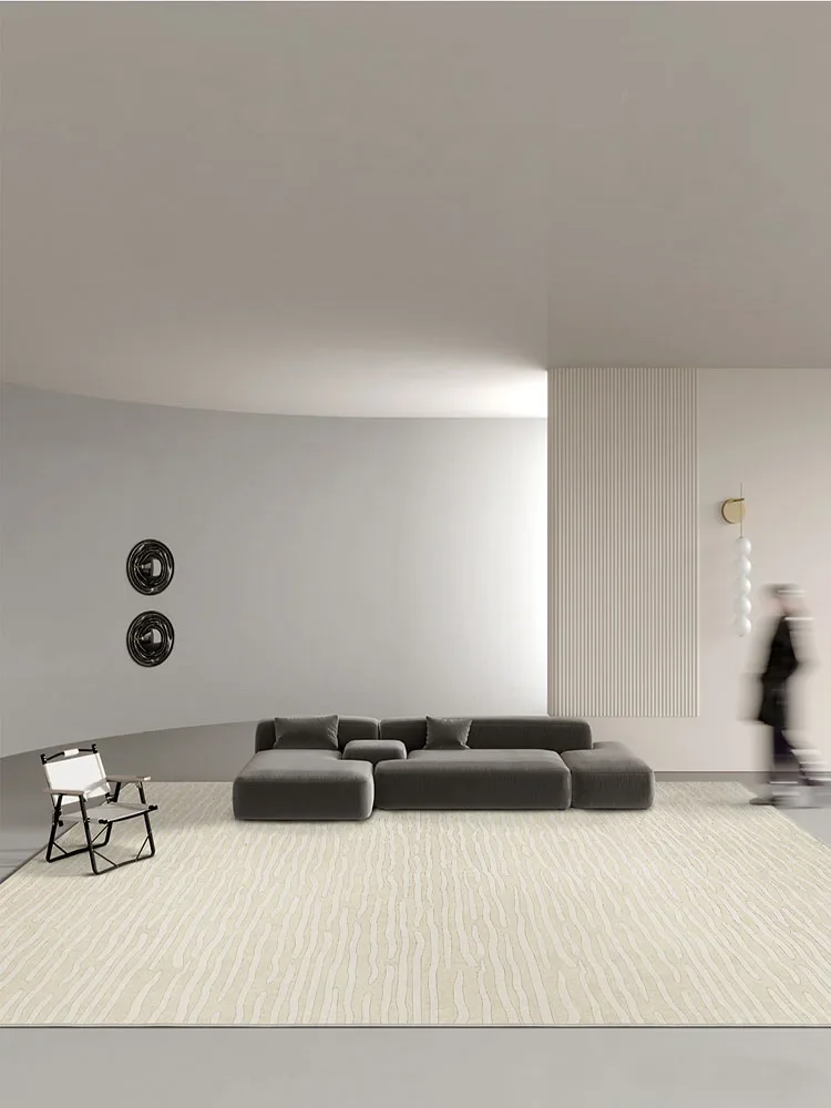 Minimalist Beige Lines Large Area Living Room Carpet Comfortable Refreshing Bedroom Rug Home Decoration Balcony Rugs Alfombra IG 4