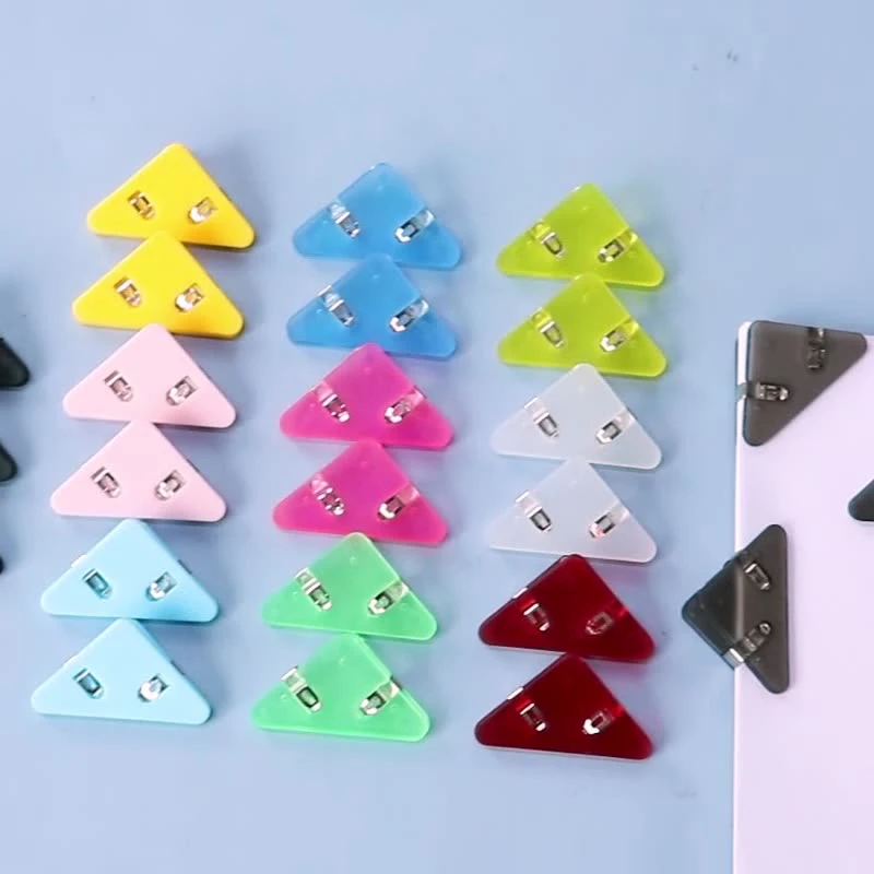 

1Pc Color Corner Clips Set Triangle Transparent Page Holder Index Clamp Clip
