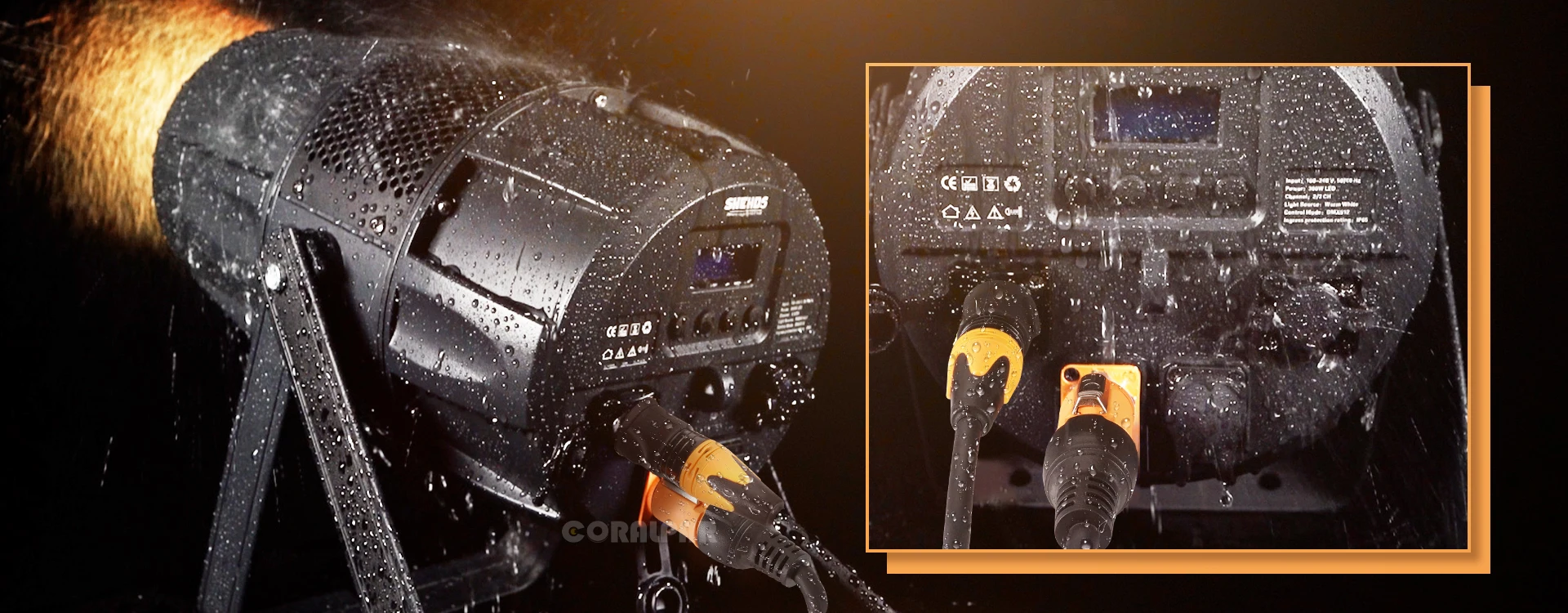 CORALPAR Schneller Versand, wasserdicht, IP65, LED-Zoom und Waschen, 300 W, COB-Par, warmweißes Licht für Disco, Hochzeit, Nachtclub, Theater, Bühne – Detail 17