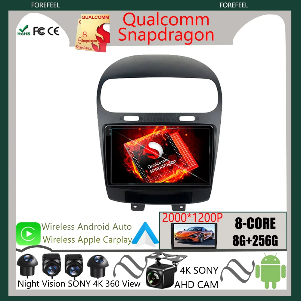 

DSP IPS Qualcomm Android 12 For Dodge Journey Fiat Leap 2012 -2020 Car Radio Multimedia Video Player Navigation GPS Carplay