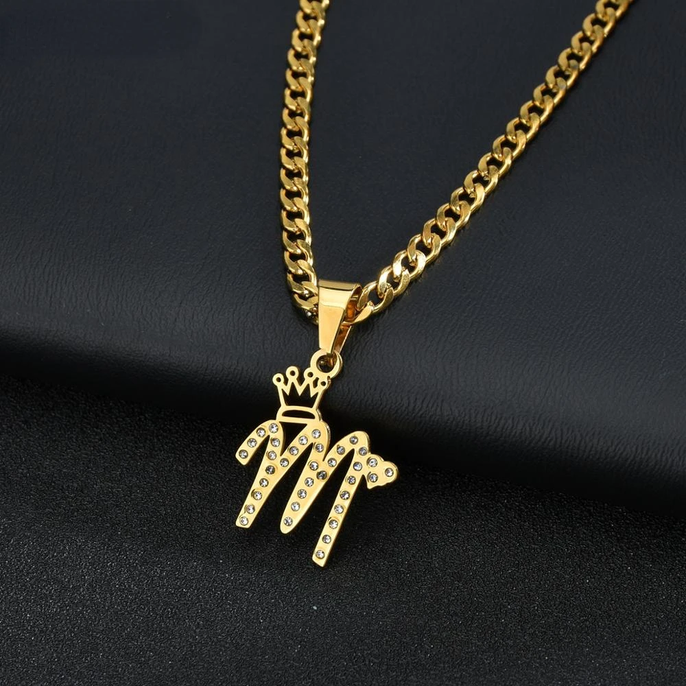 

Заказные хрустальные именные ожерелья, персонализированные ювелирные изделия, кубинская цепочка, кулон, циркон, нержавеющая сталь, чокер для женщин, подарок