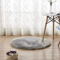 Carpet Soft Machine Floor Small Rugs Mat Warm Artificial Sheepskin Rug Chair Cover Fluffy Round Rug Carpet Circles 2
