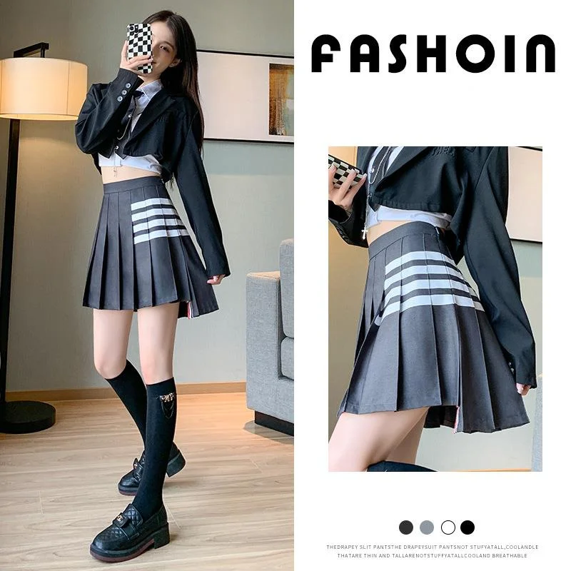 

Fashion TB Thom Skirt Sexy Mini Skirt Plaid High Waist A-line Pleated Skirt Preppy Style Harajuku Y2k Skirt For Girls Summer