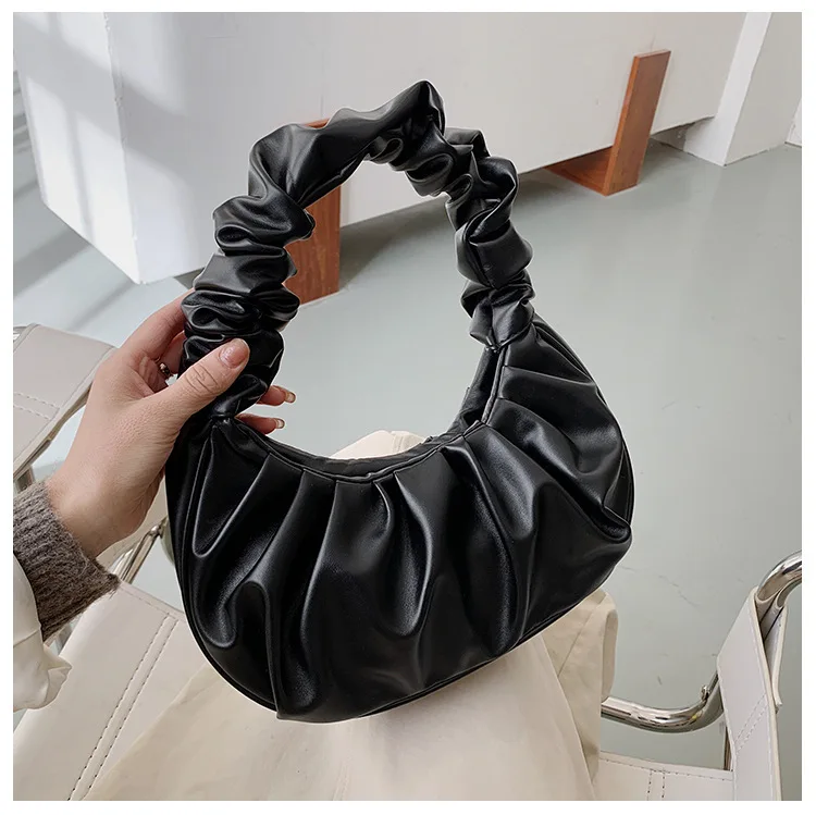 2024 Summer Pleated Handlebags For Women PU Cloud Bags Leisure Armpit Bag Shopping Shoulder Bags Dumpling Handbag Female 3