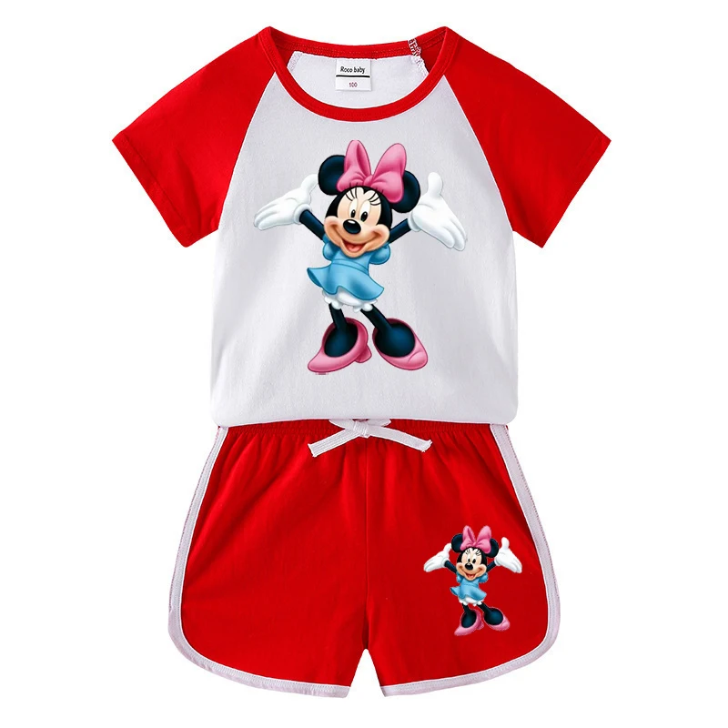 Summer Kids Baby Clothes Set Causal Disney Cartoon Print Sleeveless Baby Tops+Baby Shorts 2pcs Sport Suit Girls Clothing Set newborn baby clothing gift set